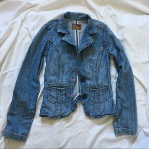 Blue Asphalt Distressed Jean Jacket, Size XS